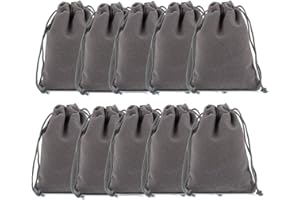 CAMELLIASS 50PCS Velvet Gift Bags, Drawstring Velvet Pouches, Wedding Favour Bags, Candy Jewelry Pouches, Present Package Bag Party Gift Bags (Grey, 5 x 7 cm)