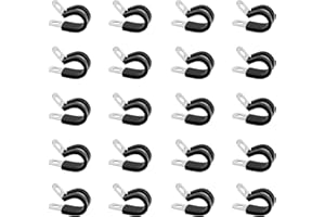 ALAHUGYEF 20 Stück Rohrschellen mit Gummieinlage, 8mm Schlauchschellen Edelstahl Kabelklemme Gummi P Clips, Metall Schraubrohrschellen Kabelschellen P-Clips Gelenkrohrschellen(8mm)