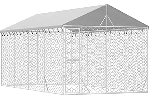 vidaXL Cuccia Cani da Esterno Tetto Argento 3x6x2,5 m Acciaio Zincato