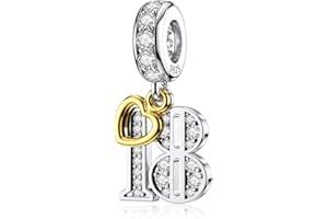 DALARAN Sterling Silver Age Charms pour Pandora 16 18 30 40 50 Years of Love Dangle Charm Plaqué Or Coeur Cadeau D'anniversaire