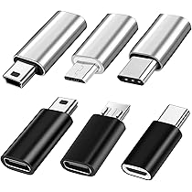 6-tlg. USB C Adapter Set - MicroUSB & MiniUSB Konverter In Schwarz/Silber