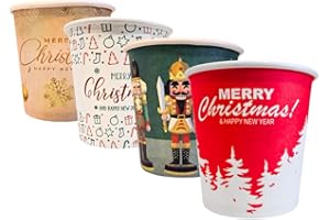 RFD Bicchierini Caffe Natalizi 1000pz - Biodegradabili e Compostabili - Fantasia Natale - Perfetti per tutte le feste