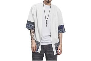 perdontoo Camicia Kimono T-Shirt Uomo Cardigan Giacca Top Casual Camicetta Vintage Elegante Estiva Coppia