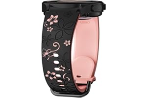 MYAPULUA Flower Engraved Straps for Samsung Galaxy Watch 7/6/5/4/FE 40mm 44mm/Galaxy Watch 6/4 classic Bands 47mm 43mm 46mm 42mm/Watch 5 pro 45mm Women,No Gap Band Silicone Cute Floral ArmBand Wristband