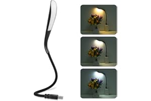 LEDGLE 3.4W Book Lights, Flexible Portable USB LED Night Light 340lm Reading Lamp for PC Laptop Notebook Computer Power Bank USB Port, 3 Color Temperature Modes, with Sensitive Touch Switch