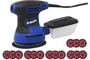 Orbital Sander, BOLTHO 350W 13000RPM Random Orbital Sander, 6 Variable Speed, 125MM 15Pcs Sandpapers, Efficient Dust Collector, Ideal for DIY, Sanding Down & Finishing Wood