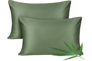 Joyhabit Bambus Kissenbezug 40x60cm, 100% aus Rein Natur, Weich und Seidig für Baby, Vegan und Umweltschützer, Zweier Pack, Moosgrün