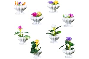 CRETVESTSAR 8 PCS Little Flowers Potted Miniatures Mini Flowers Plant Garden Miniatures Artificial Plant Fake Pots Set Micro Landscape Greenery Ornament for Dolls Hous Garden Yard Trees Decoration Gift