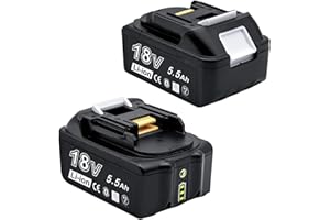 AKKOPOWER 2Pack Replacement Battery 18V 5500mAh Li-Ion Battery Compatible with Makita BL1815 BL1830 BL1840 BL1850 18V 5.5Ah Battery with LED Indicator