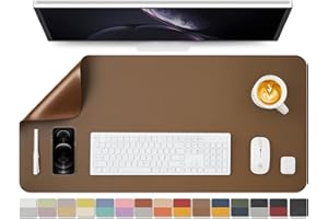 HOMIEAZICOZI Dwustronna skórzana mata na biurko, wodoodporna podkładka na biurko do biura i domu, organizacja biurka i akcesoria, idealna do dużych podkładek pod mysz i maty na biurko na biurko (kawa + ciemne złoto, 91 x 43 cm)