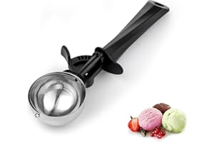 TJ POP Porzionatore per Gelato in Acciaio Inox da 56 ml, con Grilletto e Impugnatura Ergonomica, Cucchiaio Multiuso per Ghiaccio, Melone e Dolci