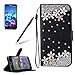 Produktbild Girlyard für Asus Zenfone 2 Laser Diamant Lederhülle, Bling Glitzer DIY Crystal Schutzhülle Luxus Premium PU Flip Case mit Lanyard Strap Standfunktion Kartenfach Magnetverschluss Etui für Asus ZenFone 2 Laser ZE500KL/ ZE500KG (5.0 Zoll) Weiß Blumen