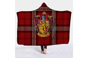 YEDL YEOL Harry Potter Decke Mit Kapuze Gryffindor Slytherin Ravenclaw Hufflepuff Plüsch Kuscheldecke Mit Kapuze Erwachsene Warme Bettwäsche (130 x 150 cm, S)