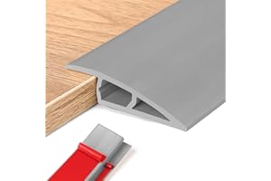 ANKEKOLYSTAR Perfil de Transición para Suelo, Perfil Transición Suelo Desnivel de, PVC Tapajuntas Suelo Adhesivo (Gris, 10~15mm(H),1M(L))
