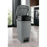 Melkan Home Slim Pedallı &Ccedil;&ouml;p Kovası 35 Litre I&ccedil; Kovalı &Ccedil;&ouml;p Kovası &amp; Orta Boy Pedallı &Ccedil;&ouml;p Kovası Gri Metalik Gri