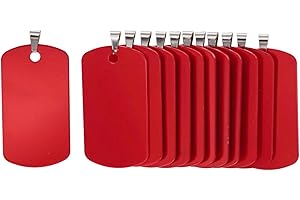 ‎NANTUN NanTun Hundemarken, rechteckig, Aluminium, blanko, personalisierbar, personalisierbar, Größe 46 mm x 25 mm, Rot, 30 Stück