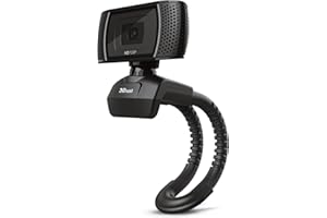 ‎TRUST Trust Trino HD Webcam mit Mikrofon, 1280 x 720, 30 FPS, PC Kamera mit Flexibler Ständer und Automatischer Weißabgleich, Videokamera für Video, Chat, Skype, Laptop, Desktop, Computer, Mac – Schwarz