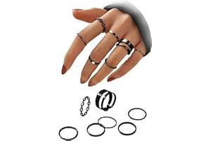 Guanyj Lot de 7 Bagues Style Vintage pour Femme Et Fille Vintage Phalange Bague pour Femmes Bagues en Alliage Fille Filles Empilable Doigt Strass Joint Bague Set Boheme Bijoux