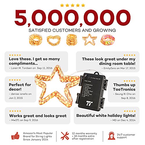 Lichterkette Batterie betrieben 50er LED TaoTronics warmweiß 5m dimbare Kupferdraht wasserdicht Sternenlicht außen und innen mit 8 Betriebsarten, Dekorative Lichter für Ostern Pfingsten Party Hochzeit Feste - 2