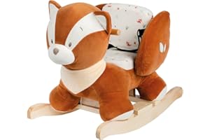 Nattou Animal à Bascule, Boris Le Panda Rouge, avec Ceinture de sécurité, Joyeux Balancement d'avant en arrière, 60x30x46 cm, Certifié par PETA et végétalien, Boris & Jungo, Orange