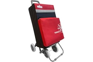 VACAVACA Carro de Compra Plegable con Bolsa Térmica, 4 Ruedas de Alta Resistencia (Rojo Nieve, 40 litros)