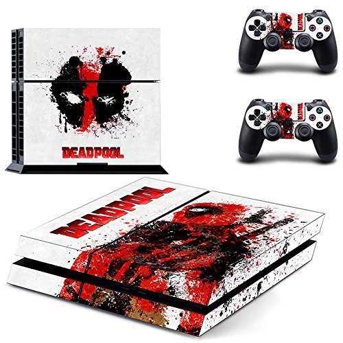 Preisvergleich Produktbild Playstation 4 + 2 Controller Aufkleber Schutzfolie Set - Deadpool / PS4
