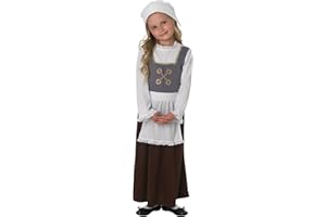 Rubies Official Tudor Girl Costume Girls Medium,Grey, White, Brown Halloween