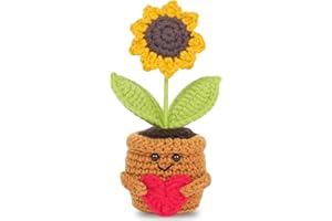 Aruigu Pocket Hug Positive Sonnenblume, Kreative Strickwolle Sonnenblume Puppe, Muttertag Geburtstag Positive Kartoffel Deutsch Pocket Hug Glücksbringer für Freunde Kollegen und Famili