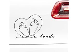 N.I.EDIT.H Edit.H - Autoadhesivo decorativo/Bebé a bordo/Pegatina original coches/Diseño lineal/Vinilo adhesivo negro / 19 x 10.6 CM/Vehículos, Dormitorio (Negro)