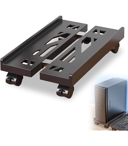 Support Mobile Réglable Pour Tour PC - Chariot Ordinateur Avec 4 Roulettes Verrouillables, Acier Inoxydable
