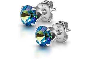 Amberta Damskie kolczyki sztyfty ze srebra wysokiej próby 925 Lumini Crystal Blue Collection