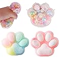3PCS Taba Squishy Cat Paw Squeeze Toys, Cat Paw Squishy, Cute Kawaii Fufu Squishy,Sticky Squishy Cat Paw Fur Ball,Taba Squishy Paw Funny Fidget Toys Novelty Things Suitable for Adults Kids