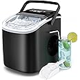 PALINTH Ice Maker Machine Countertop, 2 Sizes of Bullet Ice Machine, Self-Cleaning Ice Cube Maker with Portable Handle, 9 Ice Cubes in 6-8 Mins Ice Machines for Home/Kitchen/Office/Bar (Black)