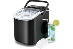 Eiswürfelmaschine Klein, PALINTH Eiswürfelmaschinen, 2 Größen von Bullet Ice Cube Maker, Selbstreinigende Eiswürfelmaschine Crushed Ice mit tragbarem Griff, 9 Eiswürfel in 6 Minuten Eiswürfelbereiter