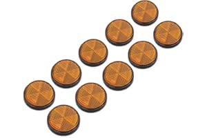 AOHEWEI Self Adhesive Reflectors Stick-on Round Circular Reflectors Yellow Safety Reflex for Gate Posts Fence Trailer Caravan Agricultural Machines ECE Approval Pack of 10