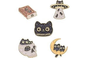 LIHONZHI 5Pcs Gothic Enamel Pin Set - Cute Moon Planet Cat Brooches for Clothing Bags Jacket Backpack Accessory