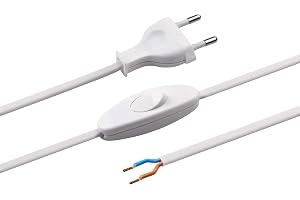 Meister Euro-matningskabel med strömbrytare – 2 meter – vit – plastledning H03VVH2-F2X0,75 – 2 ledare – IP20/anslutningskabel med euro-kontakt/anslutningskabel/installationsmaterial/7442510