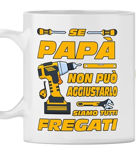 Tazza Regalo In Ceramica Per Festa Del Papà – Design Unico E Divertente, 350 Ml, Adatta A Microonde E Lavastoviglie, Con Scatola Bianca Inclusa