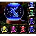 GITGRNTH 3D Unicorn Crystal Ball Lamp with 16 Colors Changing LED Wooden Base - Solar System Night Light, Galaxy Lamp Ball, Galaxy Crystal Light with USB Powered (16 Color Unicorn)