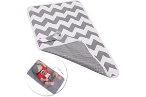 NUOSHEN Nappy Changing Mat, Foldable Diaper Pad Waterproof Travel Changing Mat with Gray Waves for Home Travel Outside（60 * 35 cm /23.62 * 13.77 in)