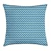 Produktbild Donnay Two Color Throw Pillow Cushion Cover, Repeating Geometric Lines Squares Abstract Symmetric Composition, Decorative Square Accent Pillow Case, 16 X 16 Inches, Sea Blue and Cobalt Blue
