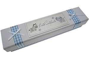 White Cotton Cards Baby's Birth Certificate Holder (Blue)