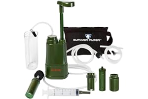 Survivor Filter PRO Hydration Extender Series - Handpump Plus an Extra Set of Replacement Filters - Portable Water Filter Camping, Hiking and and Emergency Preparedness - 0.01 Micron Ultra Filter