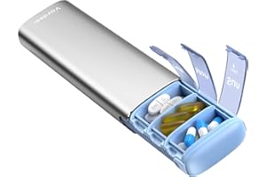 VAYDEER Contenitore per pillole per 7 giorni [certificato LFGB] [a prova di asciutto] [protezione dalla luce] [alluminio] portapillole da viaggio, contenitore per medicinali, mattina e sera Argento