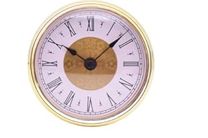 Asudaro Einsteckwerk Durchmesser 80 mm Retro Runde Quarzuhr mit Römischer Ziffer Quarzwerk Zeituhr für Home Office Klassenzimmer DIY Dekoration Gold