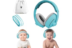 Aolso 2 in 1 Cuffie Neonato Antirumore,Cuffie Antirumore Bambini,Protettori Acustici per neonati fino a 48 mesi,Archetto Regolabile, Antiscivolo e Antistress,Ideale per il Sonno,Viaggi,Feste-Blu