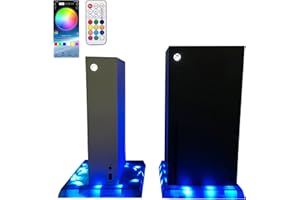 Support LED RVB pour Xbox Series X S DOBEWINGDELOU Base Vertical Lumineux avec télécommande IR App Control 7 couleurs 300 effets d'éclairage Fonction de sync musique DIY Décoration Accessoires console