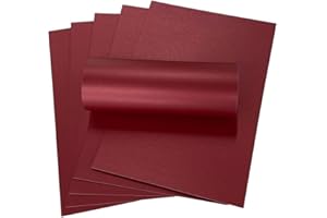 Syntego 10 fogli di cartoncino A4 decorativo rosso perlato reale da 300 g/m² fronte/retro