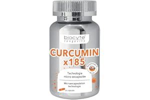 BIOCYTE Curcumin Forte x185 - Immunité, Santé Des Articulations & Des Os - Curcuma Liposomal, Curcumine, Vitamine E - 30 Capsules - Programme 1 mois