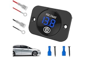 PRETTY KAURV 12V LED Car Voltmeter Digital Display Voltage Meter Waterproof Car Voltage Gauge Meter Battery Tester with Light Touch Switch for Boat Marine Vehicle Motorcycle Truck 12V LED Car Voltmeter(blue)